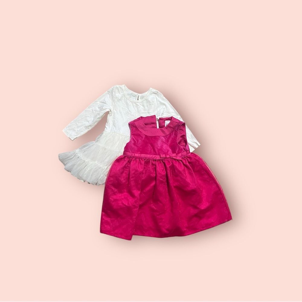 Baby girl Lot Dress Pink Velvet Ivory Tulle Sz 24M